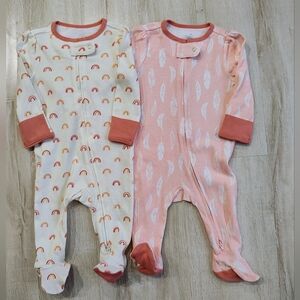 Cloud Island Cream and Pink Rainbow Footie